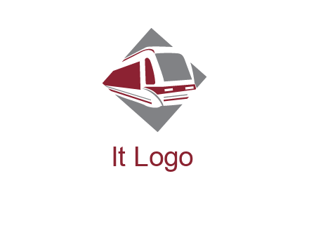 electric train in square transportation logo