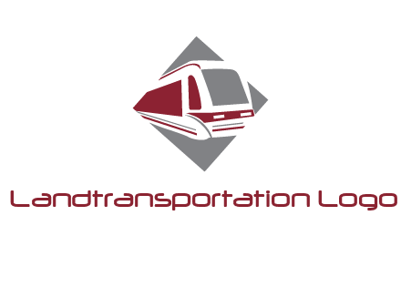 electric train in square transportation logo