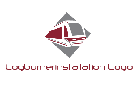 electric train in square transportation logo
