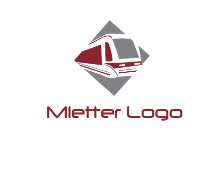 electric train in square transportation logo