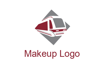 electric train in square transportation logo