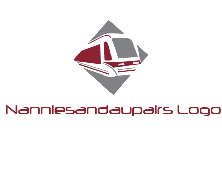 electric train in square transportation logo