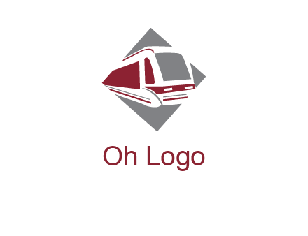 electric train in square transportation logo