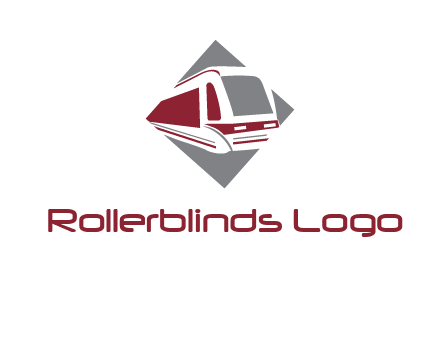 electric train in square transportation logo