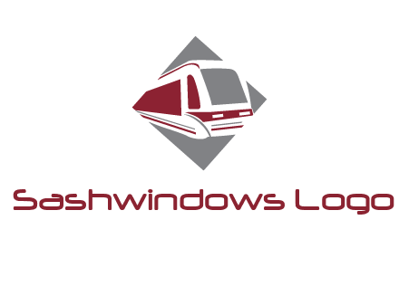 electric train in square transportation logo
