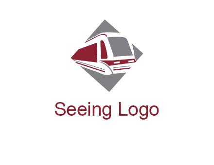 electric train in square transportation logo
