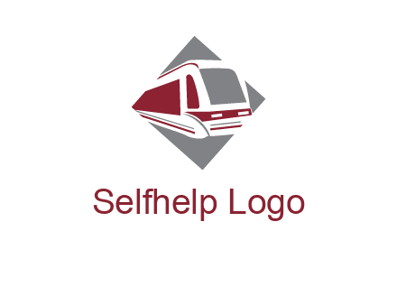 electric train in square transportation logo