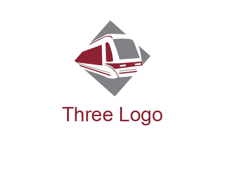 electric train in square transportation logo