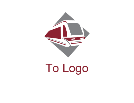 electric train in square transportation logo