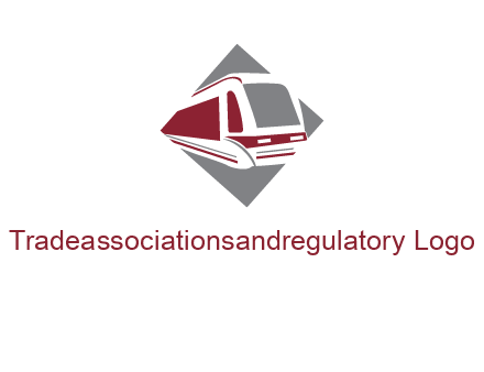 electric train in square transportation logo