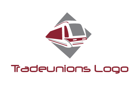 electric train in square transportation logo