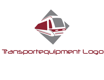 electric train in square transportation logo