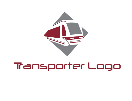 electric train in square transportation logo