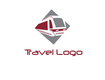 electric train in square transportation logo
