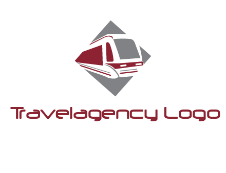 electric train in square transportation logo