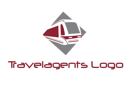 electric train in square transportation logo
