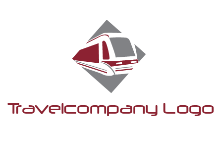 electric train in square transportation logo