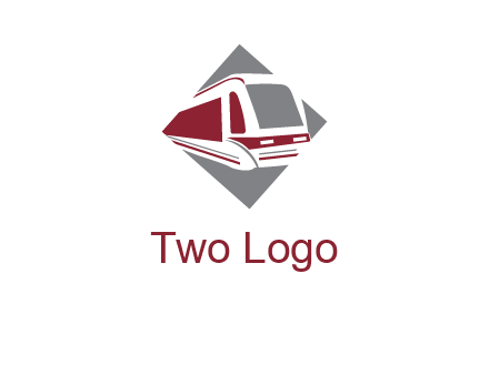 electric train in square transportation logo