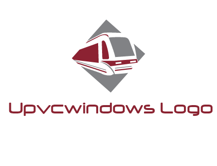 electric train in square transportation logo