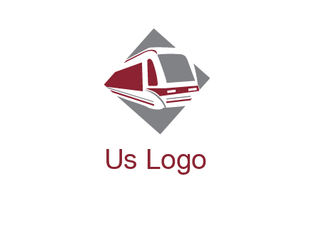 electric train in square transportation logo