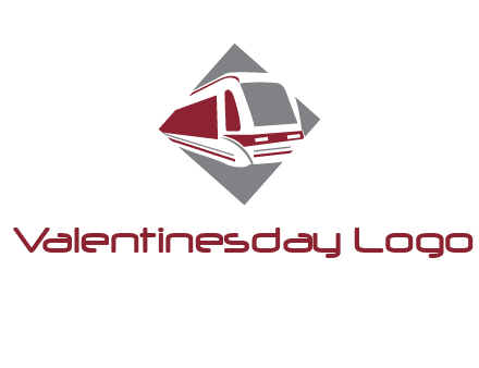 electric train in square transportation logo