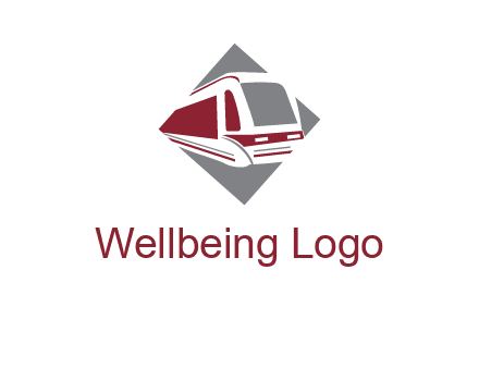electric train in square transportation logo