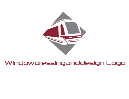 electric train in square transportation logo