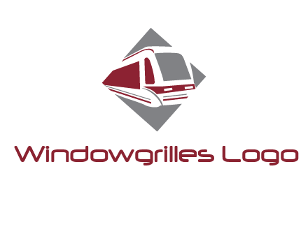electric train in square transportation logo