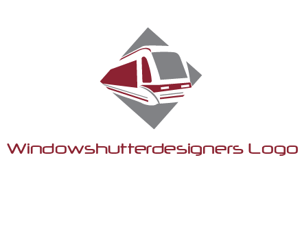 electric train in square transportation logo