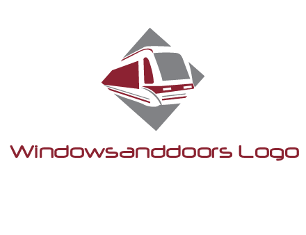 electric train in square transportation logo