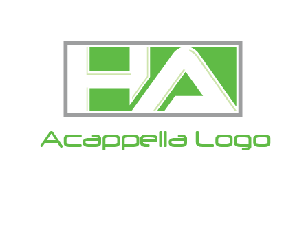 Letter H and A in a rectangle box logo