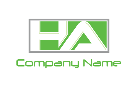 Letter H and A in a rectangle box logo