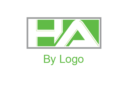 Letter H and A in a rectangle box logo