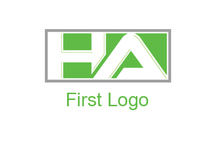 Letter H and A in a rectangle box logo
