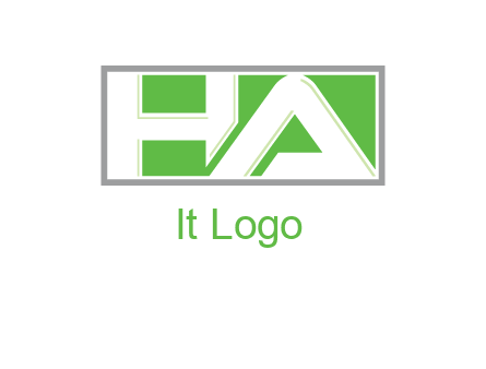 Letter H and A in a rectangle box logo