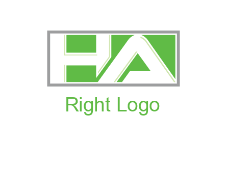 Letter H and A in a rectangle box logo