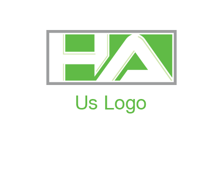 Letter H and A in a rectangle box logo