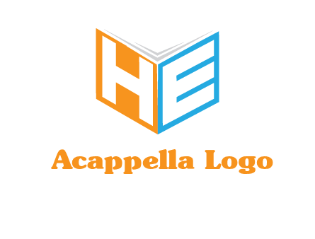 Letters h and e in front of book cover logo