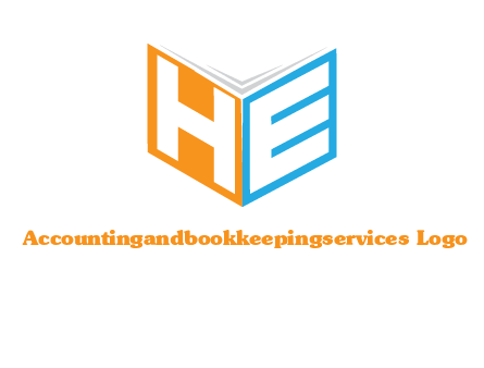 Letters h and e in front of book cover logo