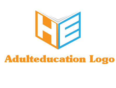 Letters h and e in front of book cover logo
