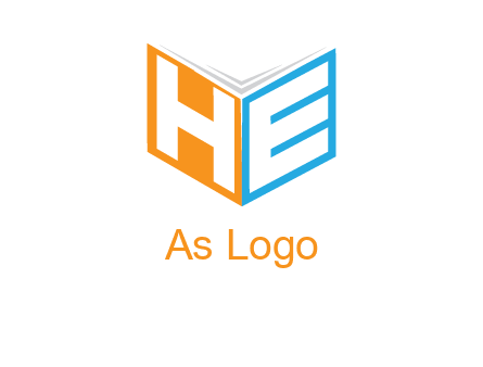 Letters h and e in front of book cover logo
