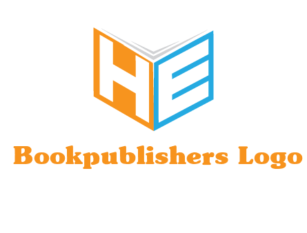 Letters h and e in front of book cover logo