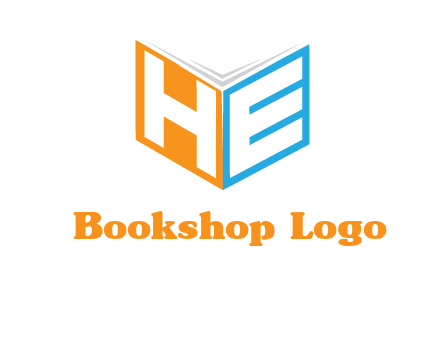 Letters h and e in front of book cover logo