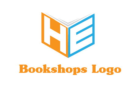 Letters h and e in front of book cover logo