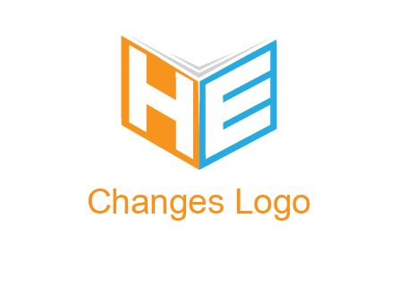 Letters h and e in front of book cover logo