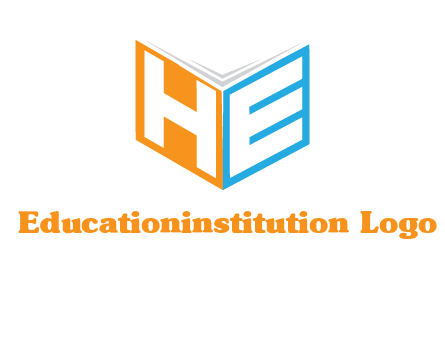 Letters h and e in front of book cover logo