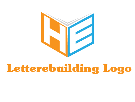 Letters h and e in front of book cover logo