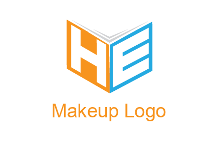 Letters h and e in front of book cover logo