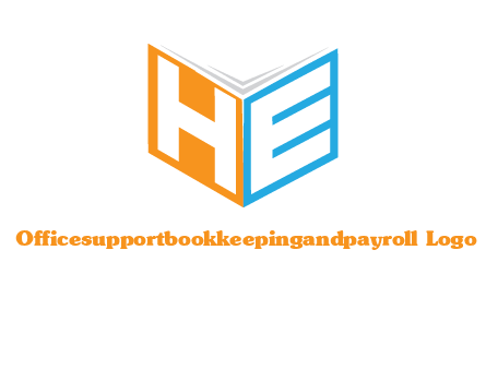 Letters h and e in front of book cover logo