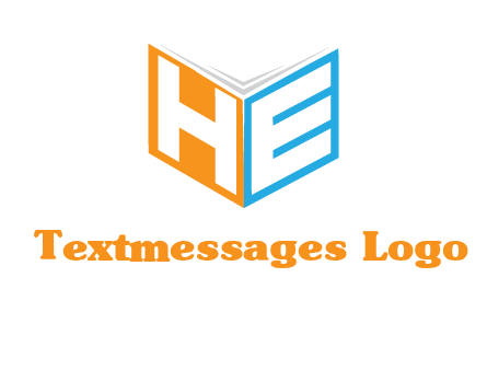 Letters h and e in front of book cover logo